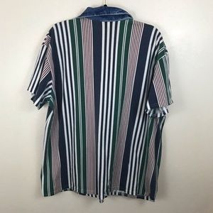 Vintage Shirts - Vintage Unisex Striped Denim Collar XXL Green Vintage Shirts - Vintage Unisex Striped Denim Collar XXL Green